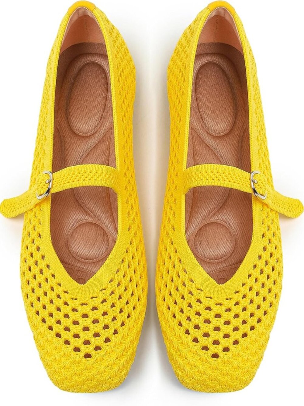 Stylish Woven Mary Jane Flats for Women, Square Toe Ankle Strap Ballet Shoes